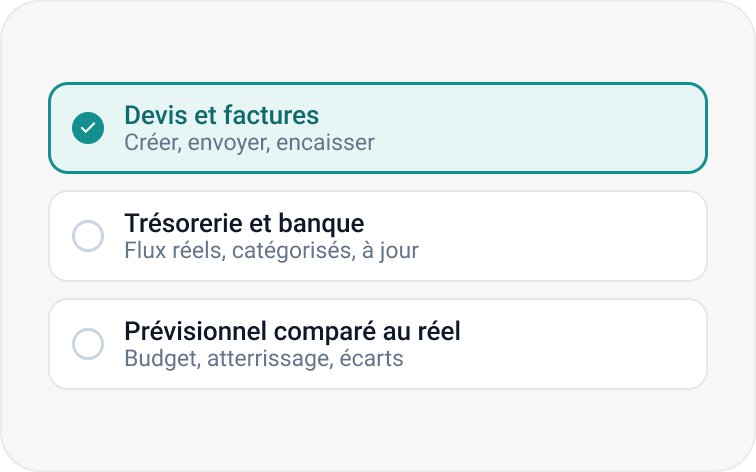 Étape 3 : modules devis et factures, trésorerie, prévisionnel