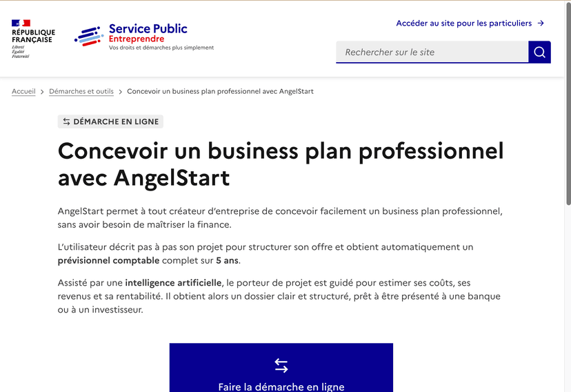 AngelStart référencé sur Service-Public.fr pour le business plan: une reconnaissance forte !
