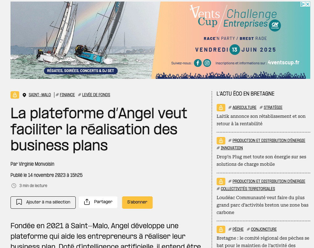 Le journal des entreprises - Angel